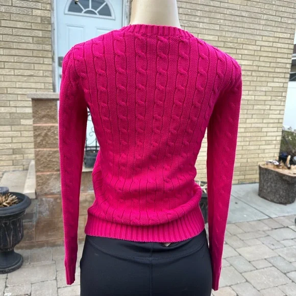 Ralph Lauren Hot Pink Cable-Knit Crewneck Sweater size S - Picture 3 of 8